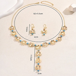 Элегантные цветочные железные кубические циркониевые серьги и ожерелья для женских вечеринок CW0410
