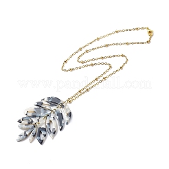 3 pièces colliers pendentif feuille de résine 3 couleurs&nbsp;NJEW-JN03989