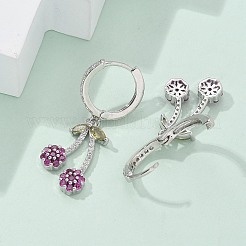 Латунные кубических серьги циркония обруч EJEW-R016-16P