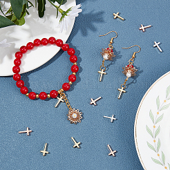 24 шт. 3-х цветные латунные маленькие крестики-подвески&nbsp;KK-FH0002-39