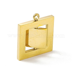 304ステンレススチール製回転式ペンダント  スクエアチャーム  ゴールドカラー  25.5x21.5x2mm  穴：2.5mm&nbsp;STAS-G297-11G