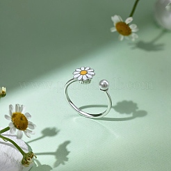 925 открытое кольцо на палец из стерлингового серебра с родиевым покрытием RJEW-A019-50P