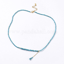 Natural Howlite Pendant Necklaces, with Brass Findings, Dyed, Faceted, 15.9 inch~16.5 inch(40.5~42cm), Beads: 0.3mm and 2mm, Pendant: 50x4mm