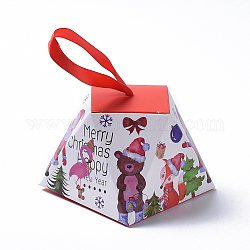 Weihnachtsgeschenkboxen, mit Band, Geschenkverpackungstaschen, für Geschenke Süßigkeiten Kekse, Farbig, 8.1x8.1x6.4 cm
