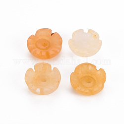Natural Yellow Jade Beads, Flower, 10x10x4mm, Hole: 1.5mm