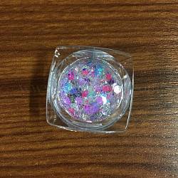 Glänzendes Nail Art Dekorationszubehör, mit Glitzerpulver und Pailletten, diy sparkly paillette Tipps Nagel, tief rosa, 1~3x1~3 mm, ca. 0.8 g / Kasten