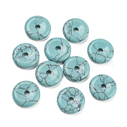 Pendentifs à boucle de sécurité en porcelaine teints en turquoise synthétique, 15~16x3~4mm, Trou: 3mm