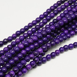 Kunsttürkisfarbenen Perlen Stränge, gefärbt, Runde, Indigo, 8 mm, Bohrung: 1 mm, ca. 50 Stk. / Strang, 15.35 Zoll