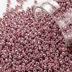 TOHO Round Seed Beads, Japanese Seed Beads, (PF553) PermaFinish Pink Lilac Metallic, 11/0, 2.2mm, Hole: 0.8mm, about 50000pcs/pound