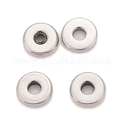 304 Edelstahl-Abstandhalter-Perlen, Donut, Edelstahl Farbe, 6x1.5~1.6 mm, Bohrung: 2 mm