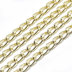 Aluminium Curb Chains, with Spool, Unwelded, Light Gold, 6x3.5x1mm, about 328.08 Feet(100m)/roll