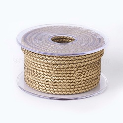 Braided Cowhide Cord, Leather Jewelry Cord, Jewelry DIY Making Material, Wheat, 3mm, about 21.87 yards(20m)/roll