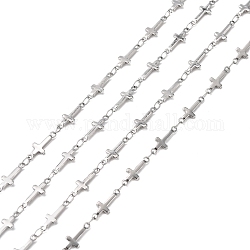 304 Stainless Steel Cross Link Chains, Soldered, with Spool, for Holy Jewelry Making, Stainless Steel Color, 13x5x1.2mm, about 82.02 Feet(25m)/roll