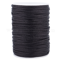 Cordón de poliéster, para tejer nudos chinos, negro, 3mm, alrededor de 54.68 yarda (50 m) / rollo