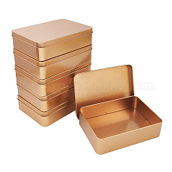 Olycraft Rectangular Empty Tinplate Boxes, with Slip-on Lids, Mini Portable Box Containers, Matte Gold Color, 15.3x11.2x4cm, Inner Size: 14.5x10.6cm