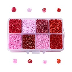 12/0 perles de rocaille en verre, ceylan ronde lâche des séparateurs perles, 2mm, rouge, 2mm, Trou: 1mm, environ 12500 pcs / boîte