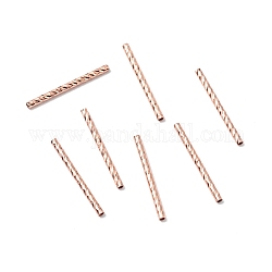 Cuentas de tubo recto de latón chapado en rack, sin plomo y cadmio, Plateado de larga duración, oro rosa, 19.5~20x1.5mm, agujero: 0.9 mm