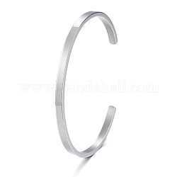 304 braccialetti bracciale in acciaio inox, braccialetti aperti semplici minimalisti, colore acciaio inossidabile, diametro interno: 2-1/2x2 pollice (6.1~6.5x5.1 cm)