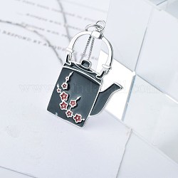 925 подвесные стерлингового серебра ожерелья, с эмалевыми и коробочными цепями, чайник с цветочным узором, чёрные, серебряные
