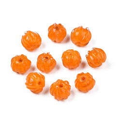Perles vernissées manuelles, fleur, orange, 10~11x11.5~12.5mm, Trou: 1.2mm