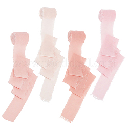 Nbeads 4 Rolle 4-farbiges Polyesterband mit rohen Kanten, zum Basteln von Hochzeitsgeschenkverpackungen, rosa, 1-5/8 Zoll (40 mm), ca. 5.47 Yard (5m)/Rolle, 1 Rolle / Farbe