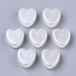 ABS Plastic Imitation Pearl Beads, Heart, Creamy White, 8x8x4mm, Hole: 1.5mm, about 2060pcs/500g