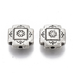 Tibetischer stil legierung perlen, cadmiumfrei und bleifrei, Kreuz, Antik Silber Farbe, 12x12x5 mm, Bohrung: 1.6 mm, ca. 359 Stk. / 1000 g