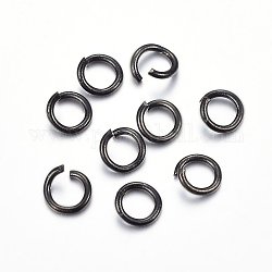 304 Edelstahl offenen Ringe springen, Elektrophorese schwarz, 17 Gauge, 8x1.2 mm, Innendurchmesser: 6 mm