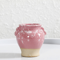 Mini-Keramik-Sukkulenten-Pflanzgefäße, mit Löchern, Daumen kleine Blumentopf-Ornamente für Büro-Home-Desktop-Dekor, rosa, 70x70 mm, Engpass: 50mm