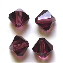 Imitazione branelli di cristallo austriaco, grado aaa, sfaccettato, bicono, orchidea scuro, 3x3mm, Foro: 0.7~0.9 mm