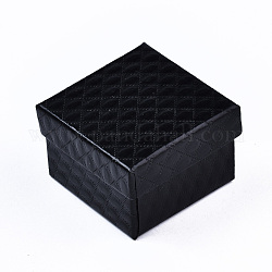 Boîtes à bijoux en carton, Pour la bague, boucle, collier, avec une éponge à l'intérieur, carrée, noir, 5~5.1x5~5.1x3.3~3.4 cm