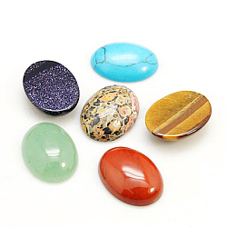 Cabochons en pierres gemmes, ovale, pierre mixte naturelle et synthétique, 20x15x5mm