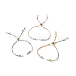 Bracelets tressés en fil de polyester, pour la fabrication de bracelets à maillons réglables, avec placage ionique (ip) 202 perles coulissantes en acier inoxydable, couleur mixte, 10-1/4 pouce (26 cm), Trou: 3.5mm