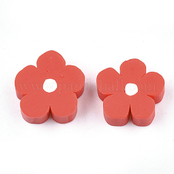 Cabujones de arcilla polimérica hechos a mano, flor, carmesí, 15x14x6mm