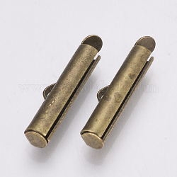 Messing auf Spange Rohren Ende, Schieber Endkappen, Antik Bronze, 5.5~6x20x4 mm, Bohrung: 1x3 mm, Innendurchmesser: 3 mm