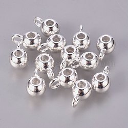 Alloy Hangers, Bail Beads, Cadmium Free & Nickel Free & Lead Free, Rondelle, Silver Color Plated, 14x9mm, hole: 2mm