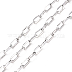 304 Stainless Steel Cable Chains, Unwelded, with Spool, Stainless Steel Color, 6~6.3x2.6x0.6mm, about 32.81 Feet(10m)/Roll