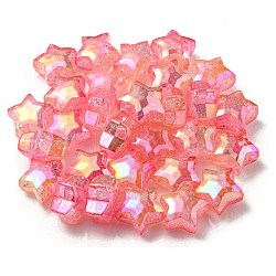 Perline acriliche craquelé trasparenti con placcatura uv, colore sfumato, stella, roso, 20x21.5x13mm, Foro: 3 mm