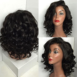 Women's Fashion Wigs, Short Wave Curly Wigs, Heat Resistant High Temperature Fiber, Black, 18.1 inch(46cm)