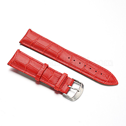 Bracelets de montres en cuir, avec des fermoirs en acier inoxydable, rouge, 88x22x2mm, 124x20x2mm