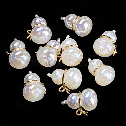Perles acryliques imitation coquillage, avec les accessoires en alliage, gourde, neige, 19x13x12mm, Trou: 1mm