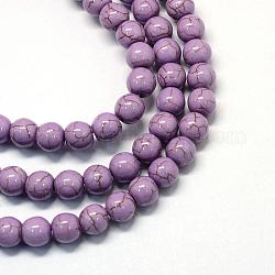 Kunsttürkisfarbenen Perlen Stränge, Runde, gefärbt, Pflaume, 4.5~5x4~4.5 mm, Bohrung: 1 mm, ca. 92 Stk. / Strang, 15.7 Zoll