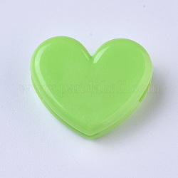 Clips de plástico, corazón, verde, 27x32x13mm