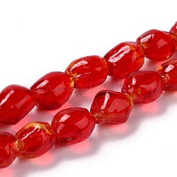 Fili di perline murano fatto a mano, pepite, rosso, 10x9.5x7.5mm, Foro: 1.2 mm, circa 40pcs/filo, 15.16 pollice (38.5 cm)