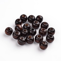 Natural Wood Beads, Dyed, Round, Lead Free, Coconut Brown, 10x8.5mm, Hole: 3.5mm, about 3000pcs/1000g