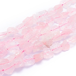 Brins naturels bruts de perles de quartz rose, pépites, 6~12x6~10x5~8mm, Trou: 0.7mm, Environ 48 pcs/chapelet, 15.75 pouce (40 cm)