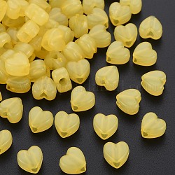 Имитации акриловых шариков желе, сердце, желтые, 8x8.5x5.5 мм, отверстие : 2.5 мм, Около 2030 шт / 500 г