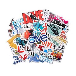 Cartoon DIVE Theme Paper Stickers Set, Waterproof Adhesive Label Stickers, for Water Bottles, Laptop, Luggage, Cup, Computer, Mobile Phone, Skateboard, Guitar Stickers Decor, Mixed Color, 3.3~6.3x4.3~7.4x0.02cm, 50pcs/bag