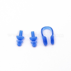 Set di clip per naso e tappi per le orecchie in silicone, per indumenti protettivi per il nuoto, blu royal, 36x22x16mm, 3 pc / set