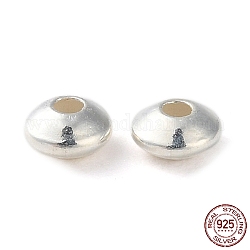 925 Sterling Silver Beads, Flat Round, Silver, 3.5x2mm, Hole: 1mm